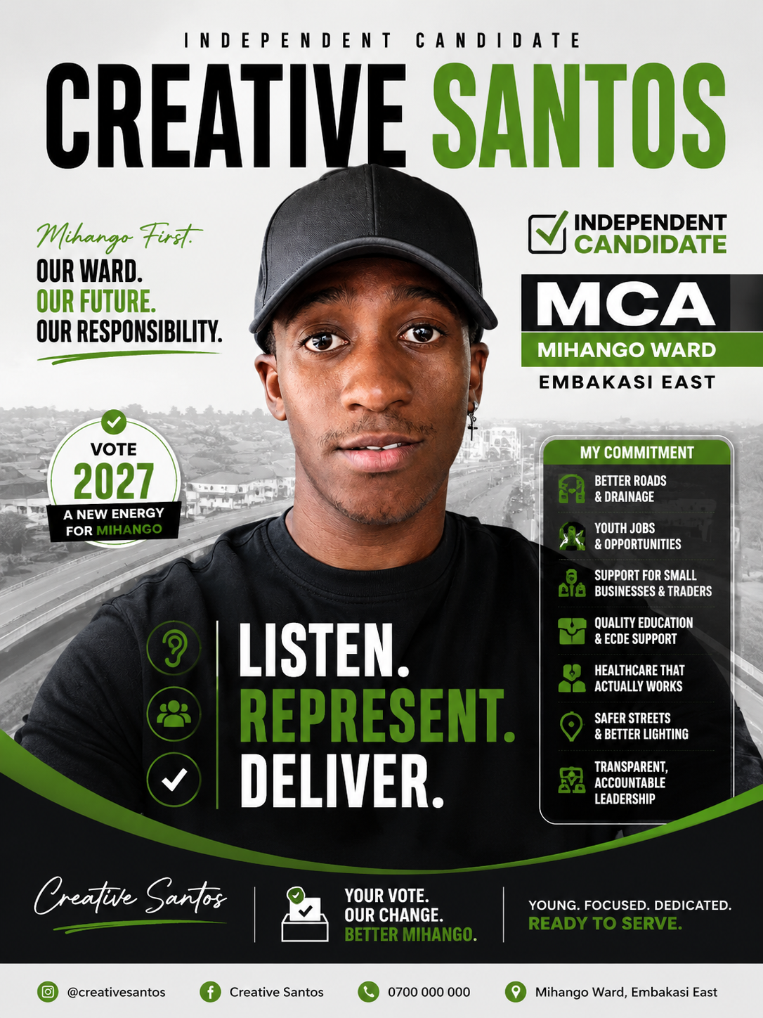 am fredrick mwangi also known as creative santos , i am the upcoming MCA in mihango